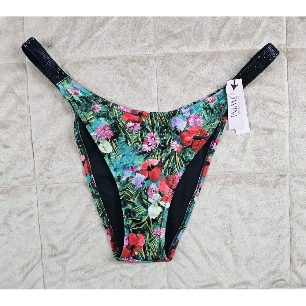 Victoria's Secret Shine Strap Brazilian Bikini Bottom XL Tropical Floral New